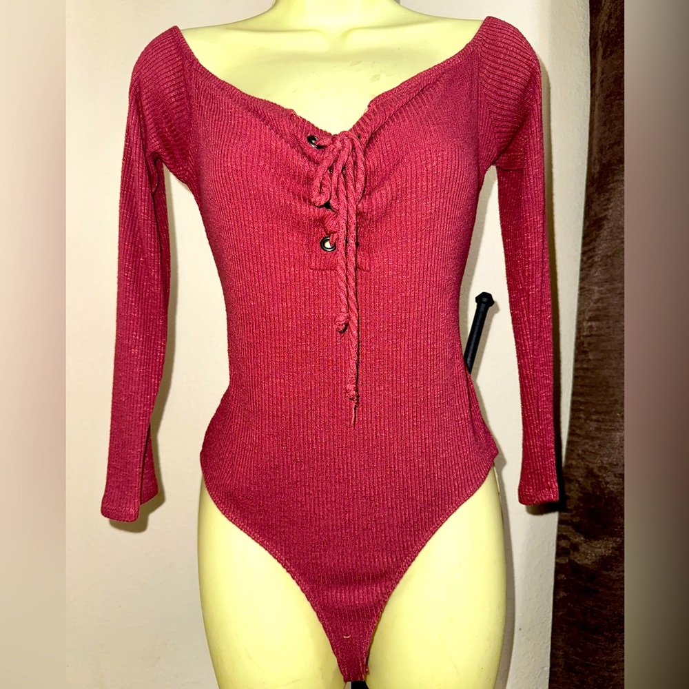 Fashion Nova Off the Shoulder pink bodysuit